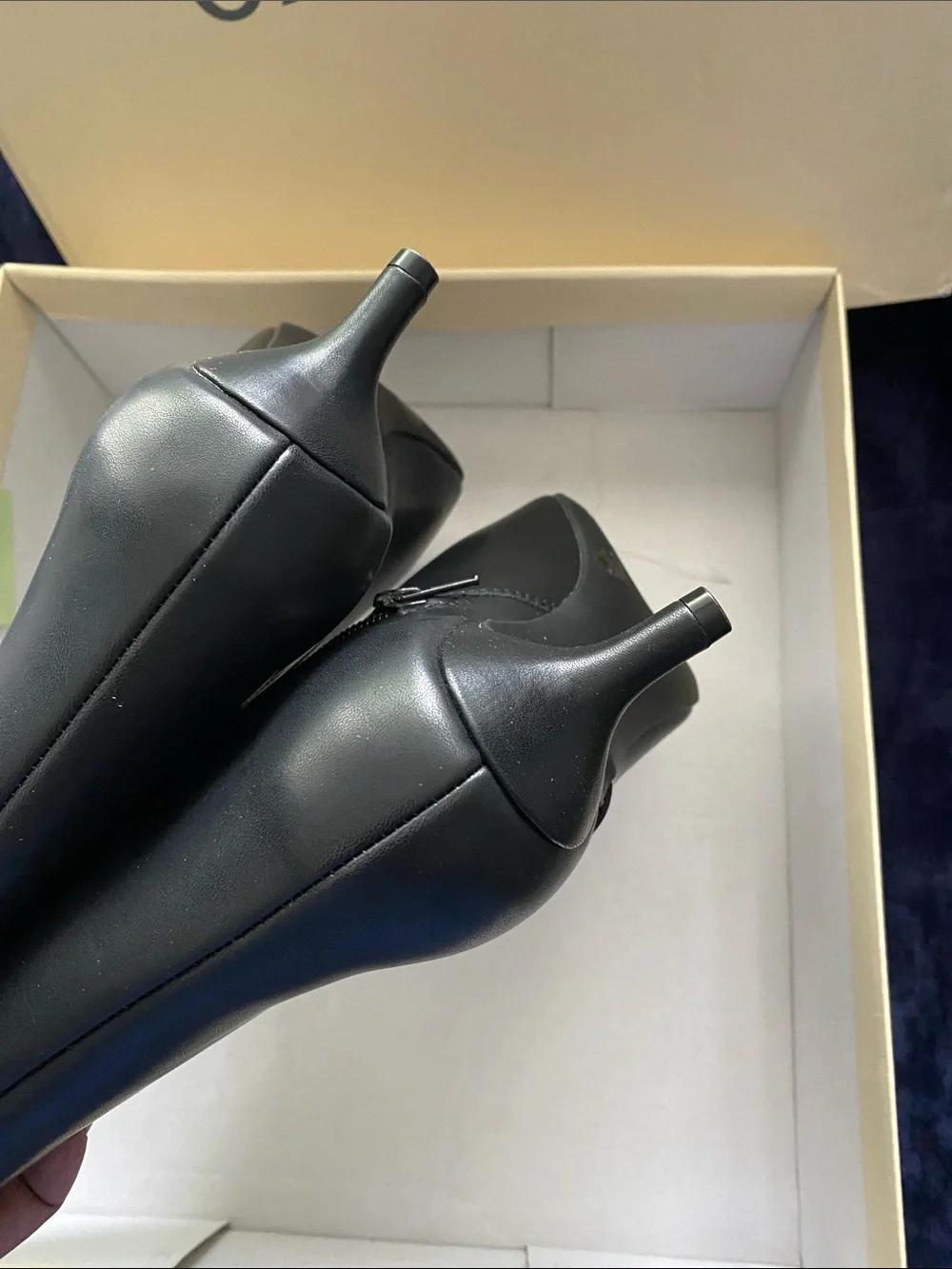 ON·34TH Black Leather Pointed Ankle Booties